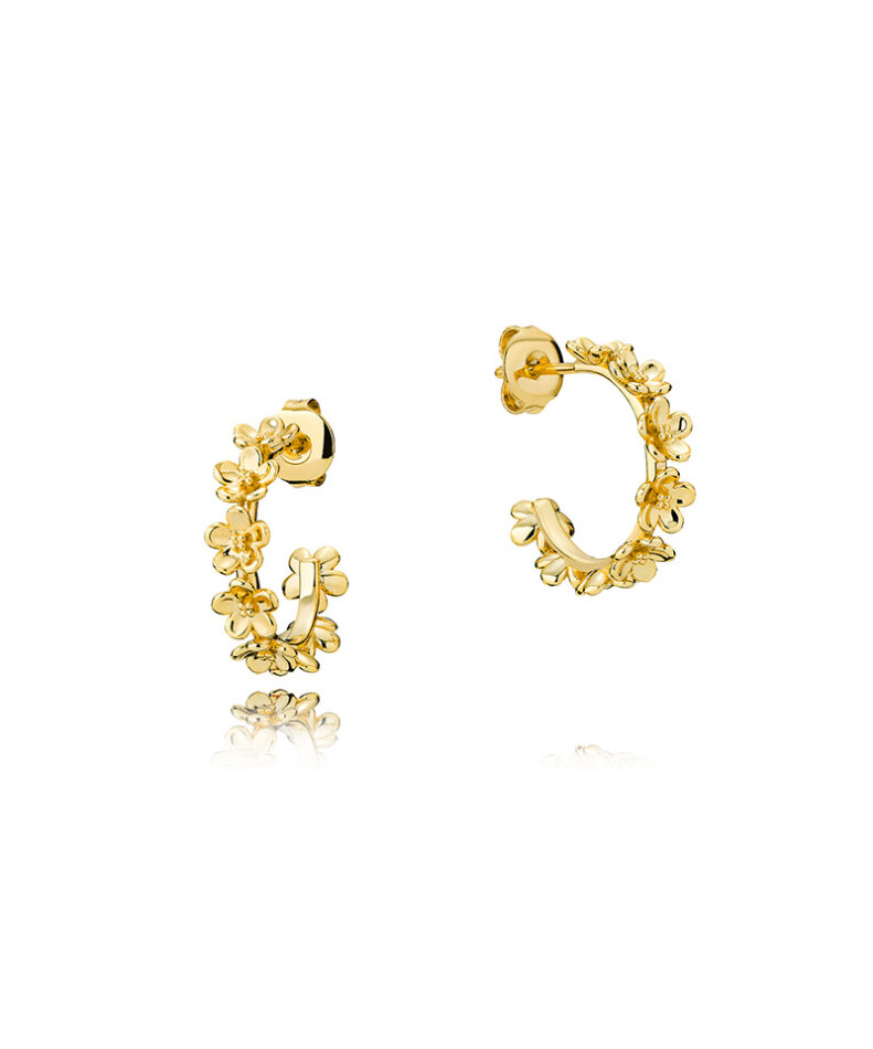 ørering med blomster aura guld