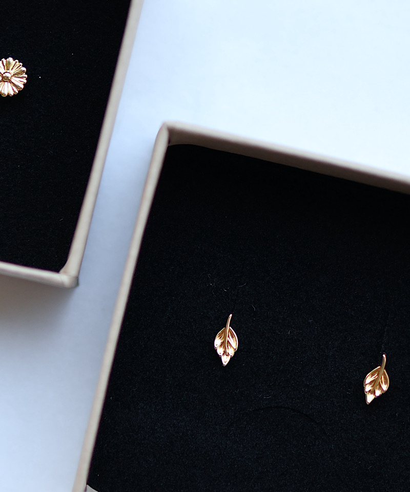 Mini Blad Øreringe 3 mini blad øreringe